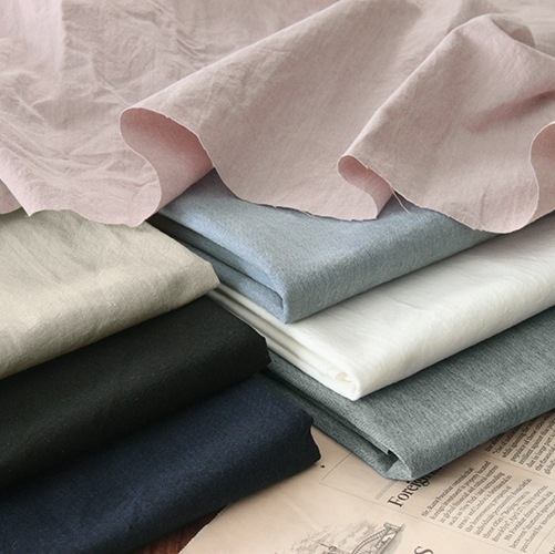 【反物販売】洗いをかけた 先染め 綿和紙シャンブレー nw加工 【コットン 生地 無地】