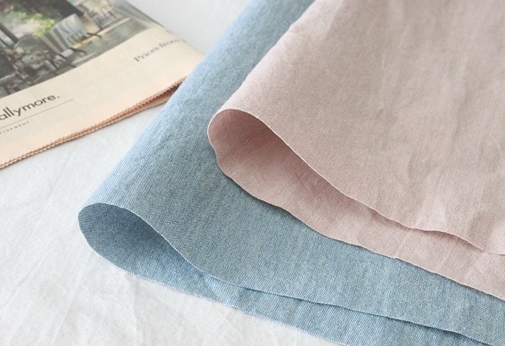 【反物販売】洗いをかけた 先染め 綿和紙シャンブレー nw加工 【コットン 生地 無地】