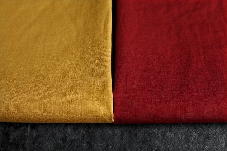 【生地サンプル】ワイド幅 洗いをかけた 綿麻ウェザー bw加工 【コットン リネン 生地 無地 高密度】