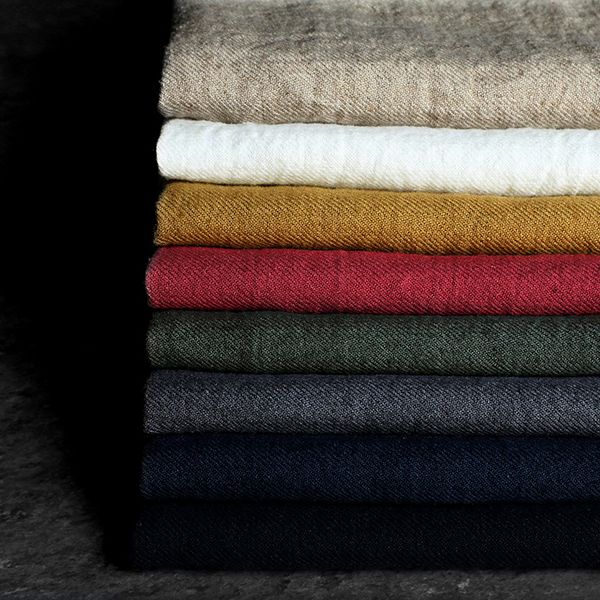 【反物販売】洗いをかけた ラミーリネンビエラ 25番手 硫化染め 【リネン 生地 無地】