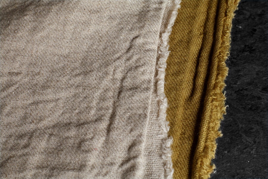 【反物販売】洗いをかけた ラミーリネンビエラ 25番手 硫化染め 【リネン 生地 無地】