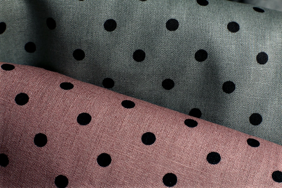 綿麻ライトキャンバス水玉 【コットン リネン 生地 水玉 ドット】