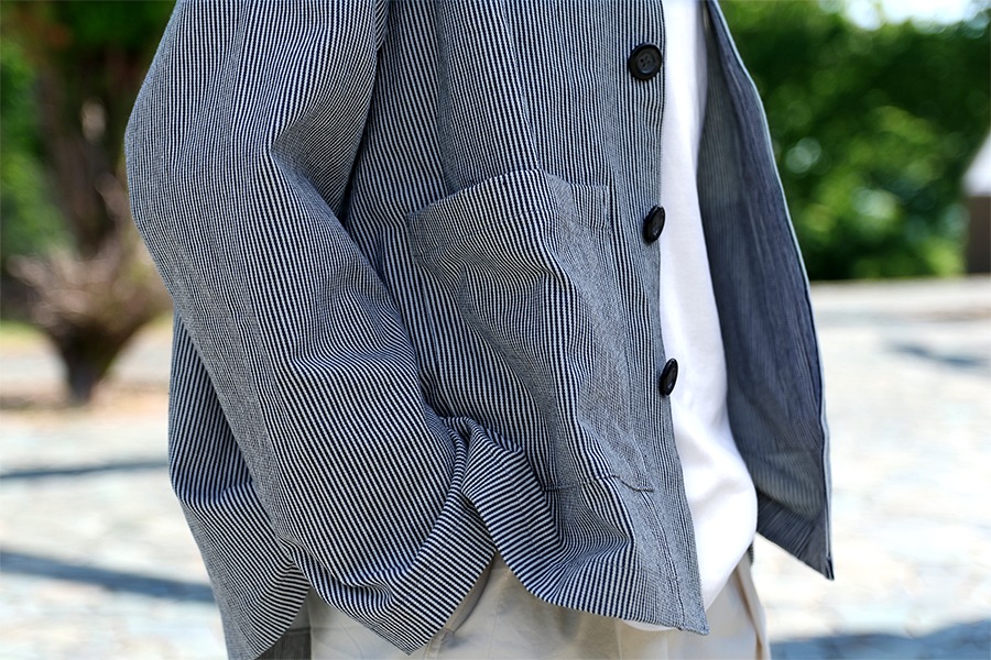 児島 洗いをかけた 10オンス ヒッコリーデニム バイオウォッシュ加工 【コットン(綿) 生地 ストライプ】