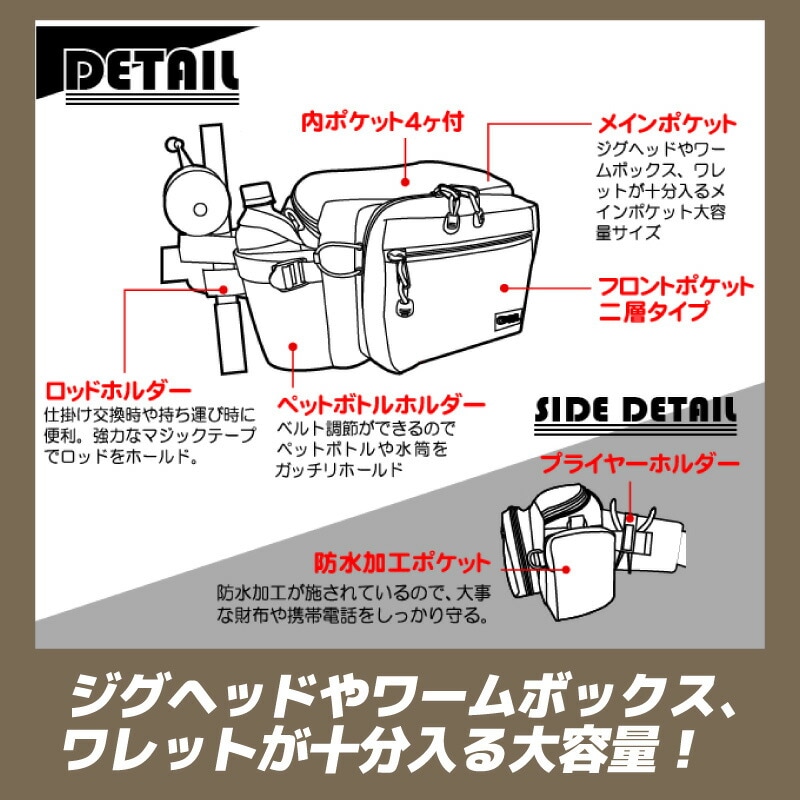 ヒップバッグ 釣り WAVE GEAR KP-143 KP-144 フィッシング