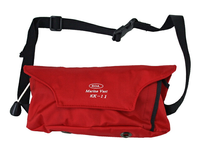 自動膨張式 ライフジャケット マリンベスト KK-11 レッド 桜マーク付 タイプA 小型船舶用 作業用 救命胴衣 ウエストポーチタイプ 興亜化工 国交省認定 検定品 津波対策