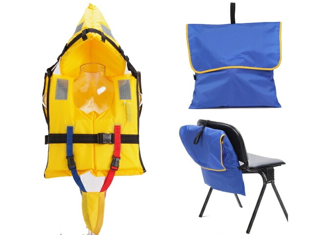 ライフジャケット 水難防災保護具 FCT-S型  S幼児用 学校用 防災用品 椅子に固定できる収納袋付き 取り寄せ商品