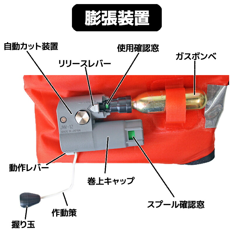 自動膨張式 ライフジャケット マリンベスト KK-11 ブラック 桜マーク付 タイプA 小型船舶用 作業用 救命胴衣 ウエストポーチタイプ 興亜化工 国交省認定 検定品 津波対策