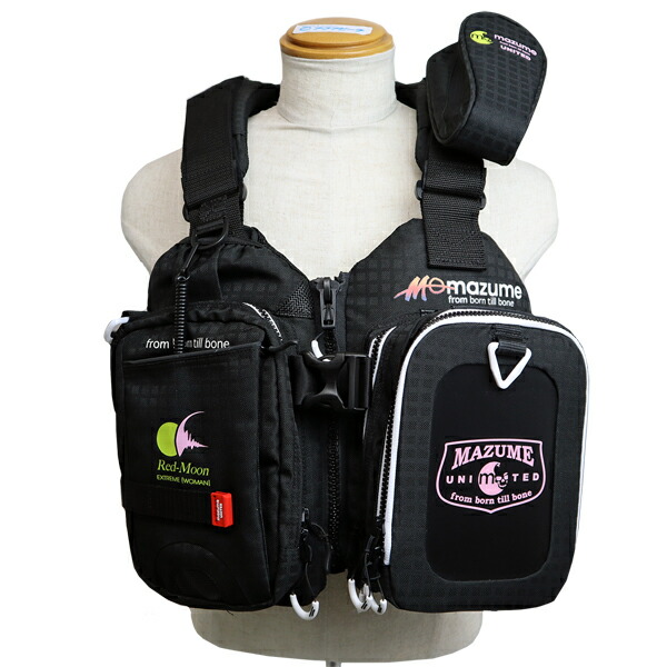 レッドムーンライフジャケット WOMAN&JUNIOR 釣り フィッシング用 フローティングベスト マズメ MAZUME MZLJ-364-01 ブラック 釣り