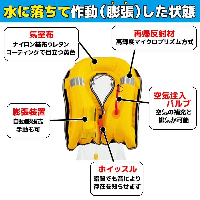 ライフジャケット 桜マーク付 自動膨張式 肩掛式 オーシャンLG-1型 国交省認定品 タイプA 検定品 救命胴衣 フローティングベスト 釣り 船 津波対策
