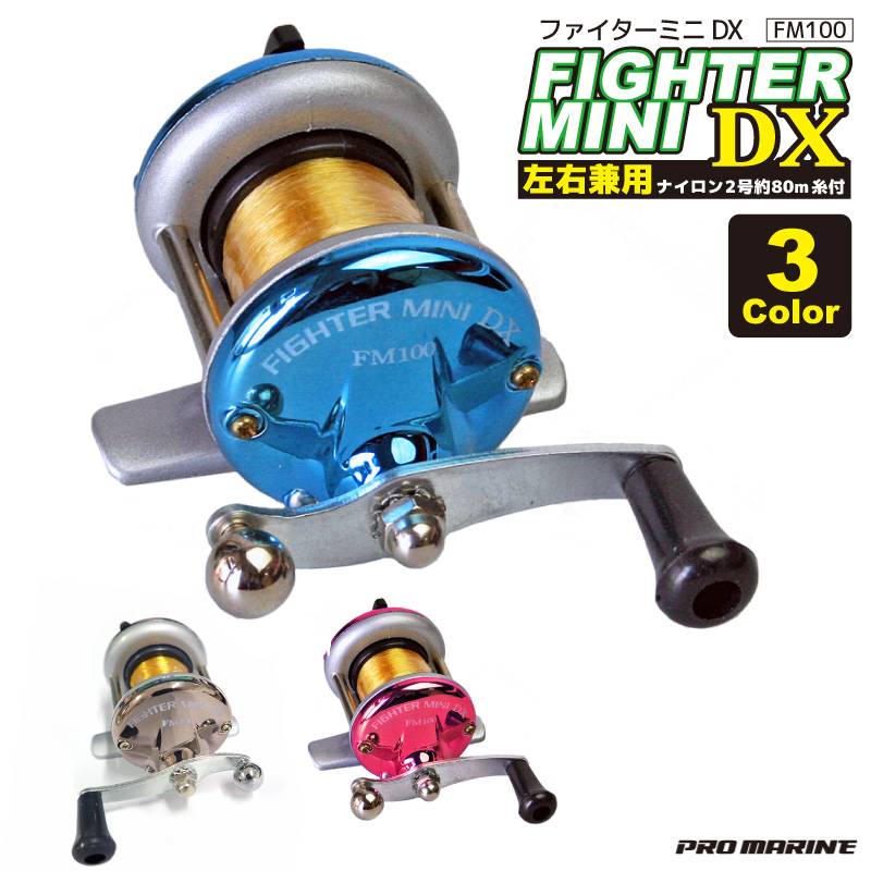 リール ファイターミニDX 2号約80m糸付 左右兼用 釣り テトラ釣り ワカサギ釣り 初心者向け フィッシング