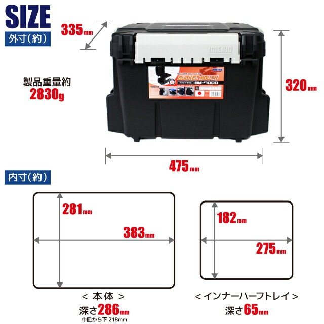 メイホウ バケットマウスBM-7000 ブラック インナーストッカー×1 ケース×2付 4点セット 釣り 釣り用収納ハードボックス MEIHO VERSUS