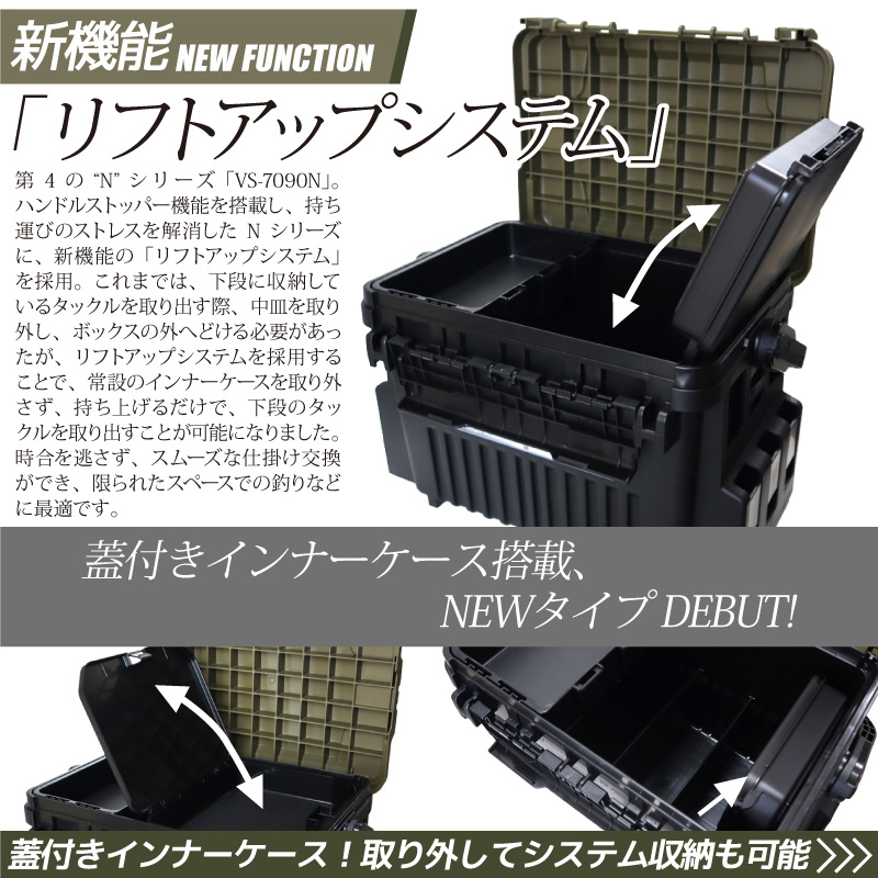 メイホウ ランガンシステムボックス 釣り VS-7090N グリーンツートン ロッドスタンド2本付き 3点セット MEIHO VERSUS