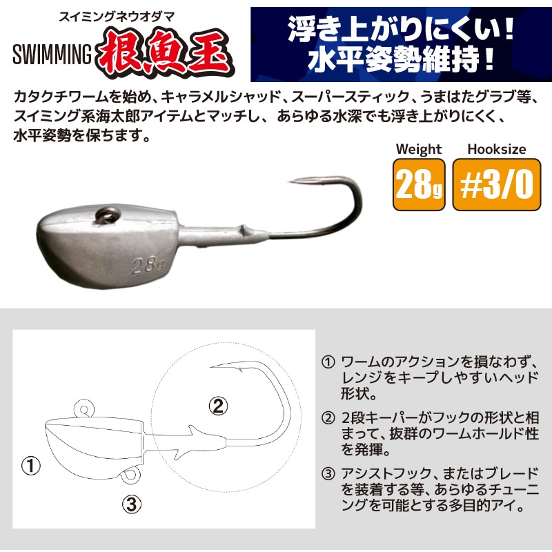 スイミング 根魚玉 28g #3/0 ネウオダマ 釣り 一誠 海太郎