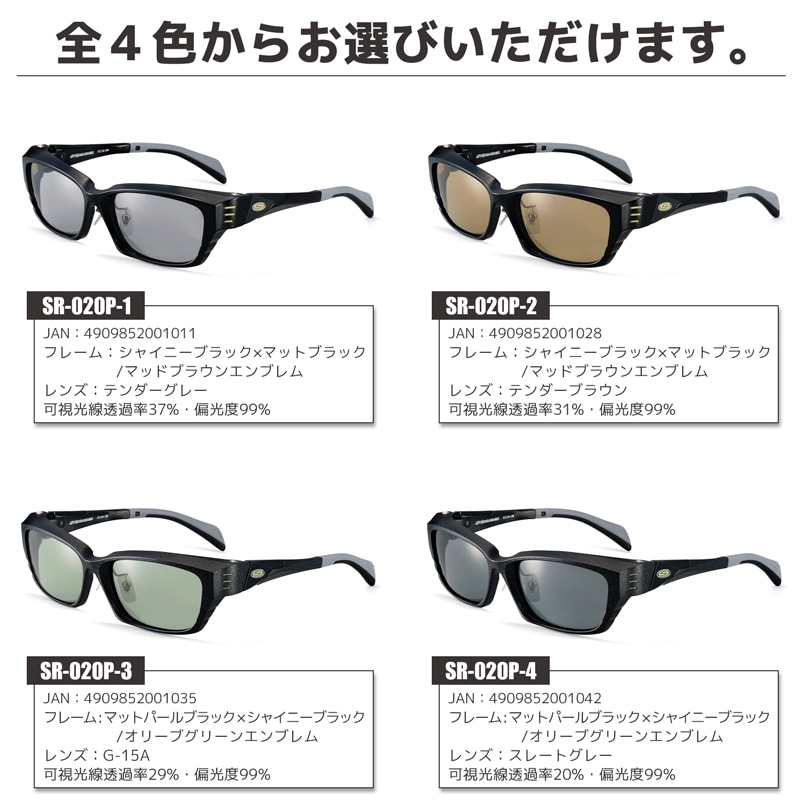 偏光サングラス 愛眼 STORM RIDER GRIND SR-020P グラインド ウェリントン型 釣り アウトドア