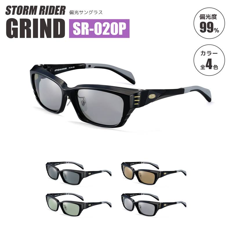 偏光サングラス 愛眼 STORM RIDER GRIND SR-020P グラインド ウェリントン型 釣り アウトドア