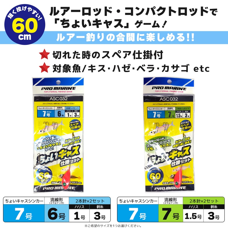 釣り 仕掛セット ちょいキャス ASC032 60cm ショート仕様 仕掛け