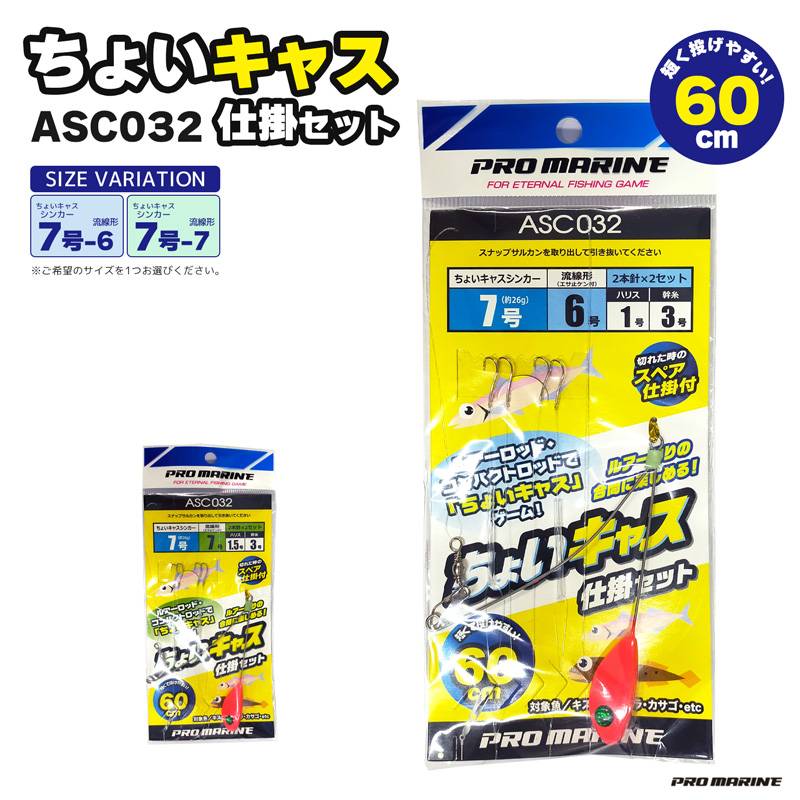 釣り 仕掛セット ちょいキャス ASC032 60cm ショート仕様 仕掛け PRO MARINE クリアランス価格
