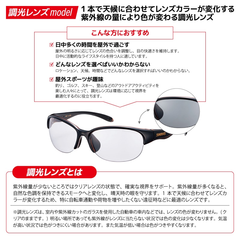 スワンズ 調光偏光サングラス LUNA LN-0066 BRBK or LN-0170 DMBR UV
