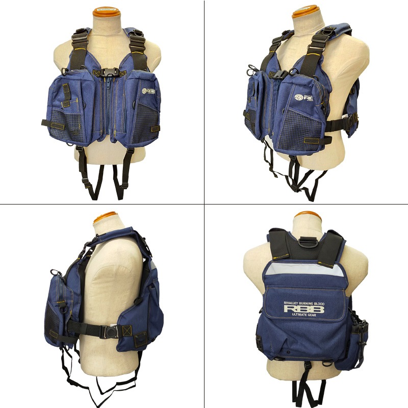 ライフジャケット ベストタイプ RBB コンパクトゲームベスト 7610 リバレイ 双進  フローティングベスト 釣り用 エギング ライトゲーム 小柄 女性対応 軽量 コンパクト 浮力7.5kg フィッシング ゲームベスト