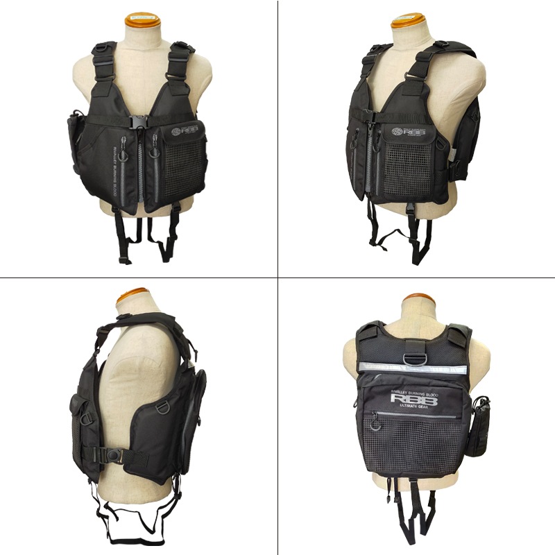 リバレイ RBB ロックショアショートベスト 7661 ブラック×ブラック リバレイ/RBB RBB ロックショアショートベスト フリー ブラック