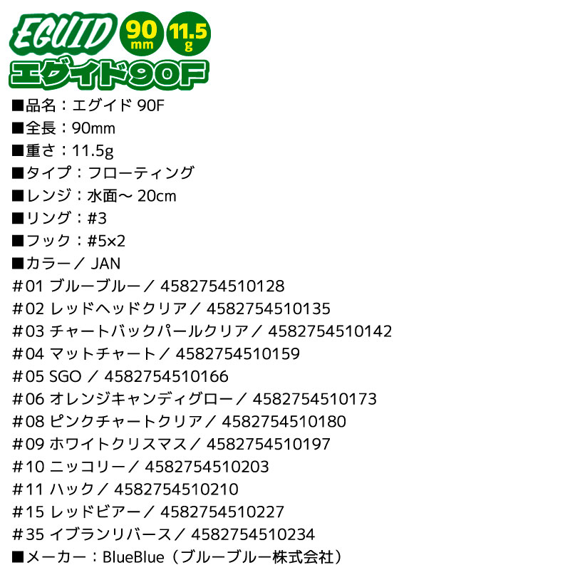 エグイド90F 釣り 90mm 11.5g フローティングミノー ルアー BlueBlue ブルーブルー
