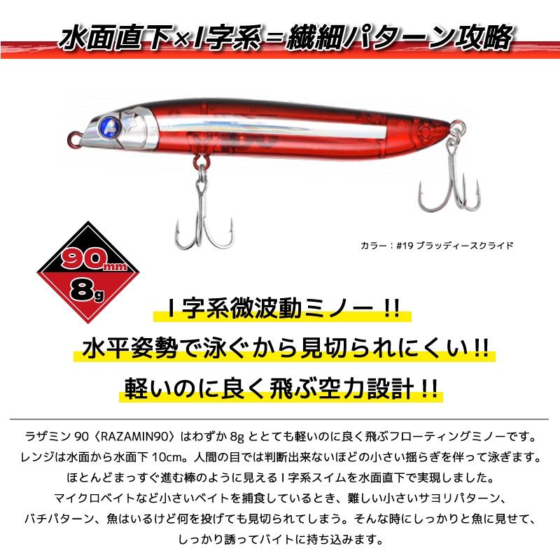 ラザミン90 釣り 90mm 8g フローティングミノー ルアー BlueBlue ブルーブルー