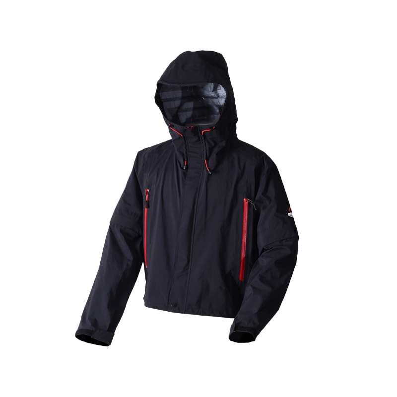 ショートレインジャケット ブラック 釣り 7726 軽量 透湿防水 長袖 半袖 アウトドア フィッシング 双進