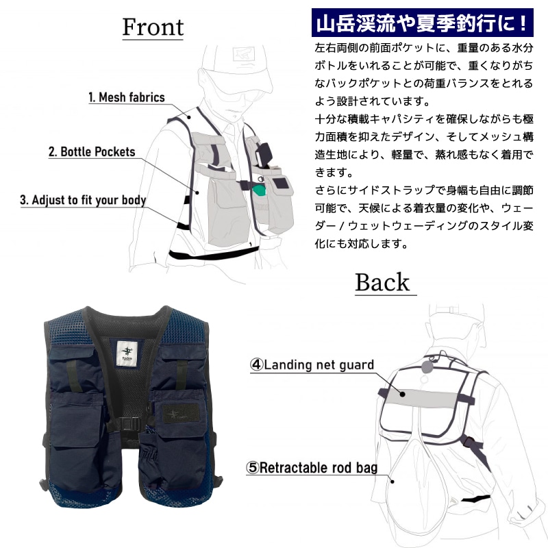 Foxfire Jストリームバラストメッシュベスト ネイビー Jストリームバラストメッシュベスト | Foxfire ブランド公式