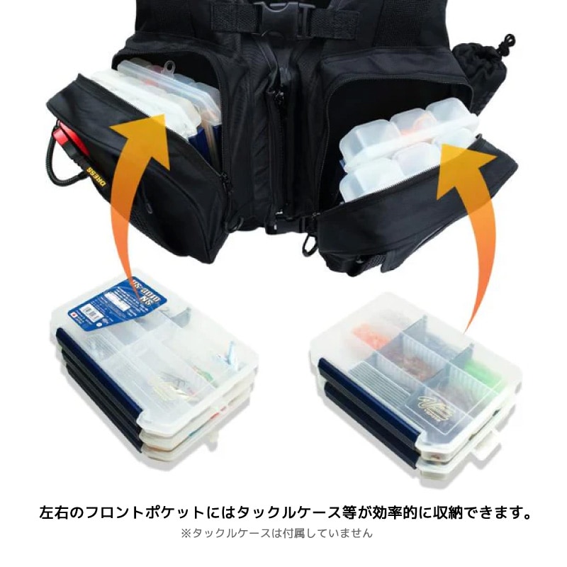 フローティングゲームベスト AIR サポーター付 釣り ブラック フリーサイズ 多機能 フィッシング DRESS