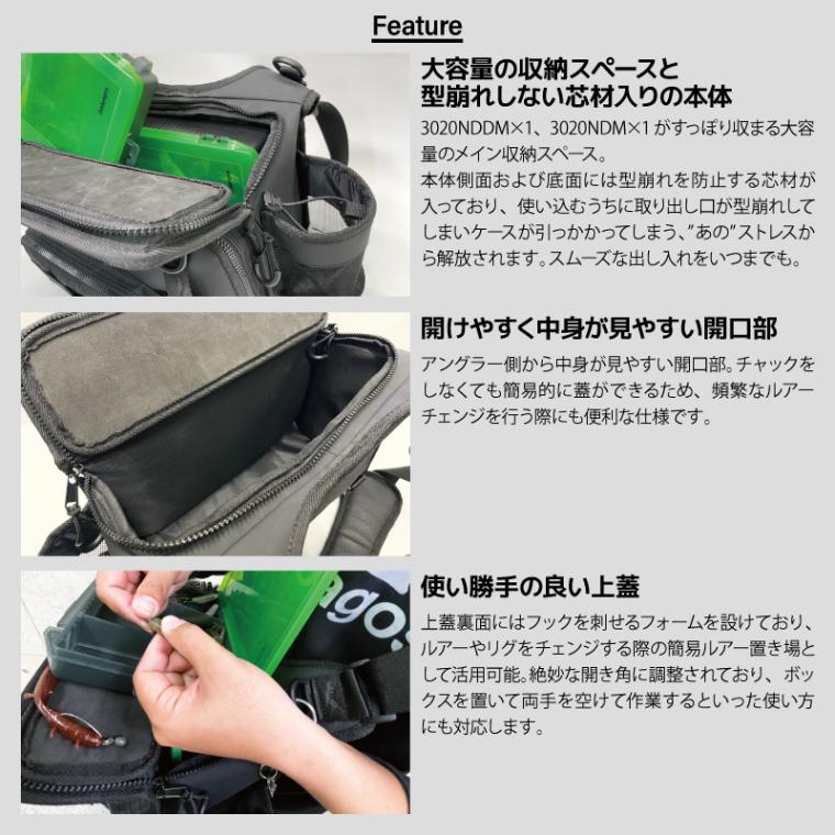 ビッグベイトショルダー バッグ 釣り ブラック 外寸 幅33cm 高さ21cm 奥行20cm バスアングラー シーバス エギング フィッシング ガラパゴス