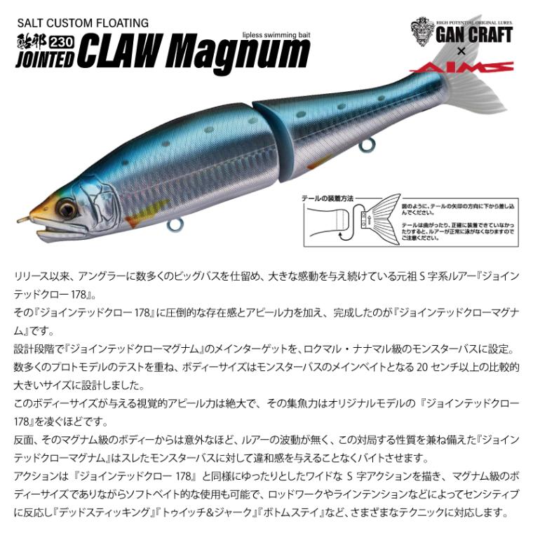 鮎邪 230 ジョインテッドクロー マグナム ソルトカスタム 釣り Type-F AS-02 マイワシ バス ルアー フィッシング ガンクラフト アクアビーチセール