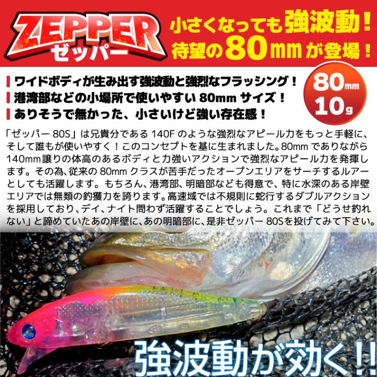ゼッパー80S 釣り 80mm 10g シンキングミノー ルアー BlueBlue ブルーブルー