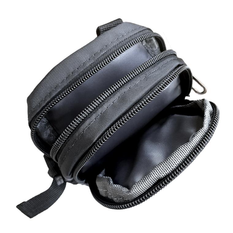 多機能ポーチ ブラック 釣り FJ-D765 16×10×5cm ポリエステル素材 カラビナ付 収納 アウトドア フィッシング ファインジャパン