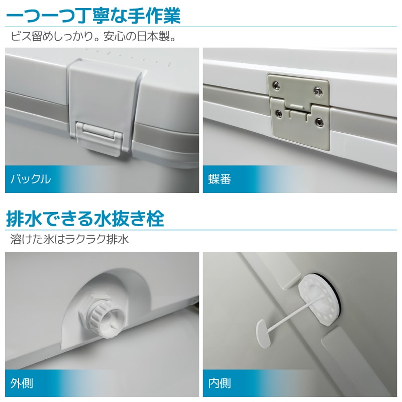 ホリデーランド クーラーボックス 45L ホワイト 大型 釣り クーラーボックス キャスター付 水抜き栓 投入口付 SHINWA 伸和 日本製 フィッシング 波止釣り 船釣り アウトドア キャンプ 保冷 クーラー