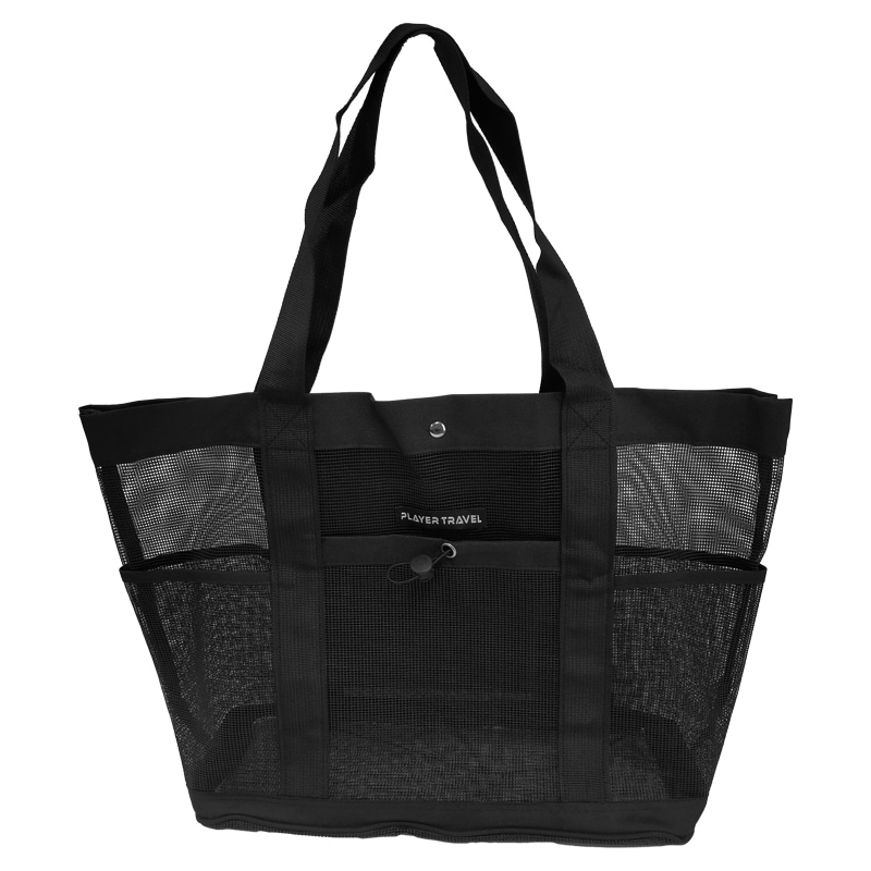 メッシュトートバッグ ブラック 約49×33cm マチ約15cm 釣り フィッシング FJ-D810 ファインジャパン