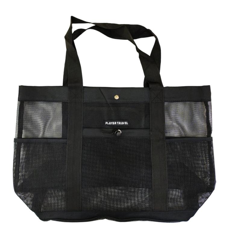メッシュトートバッグ ブラック 約49×33cm マチ約15cm 釣り フィッシング FJ-D810 ファインジャパン