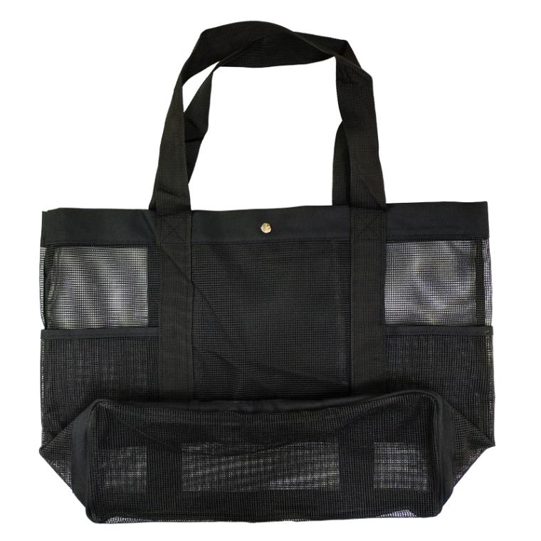メッシュトートバッグ ブラック 約49×33cm マチ約15cm 釣り フィッシング FJ-D810 ファインジャパン