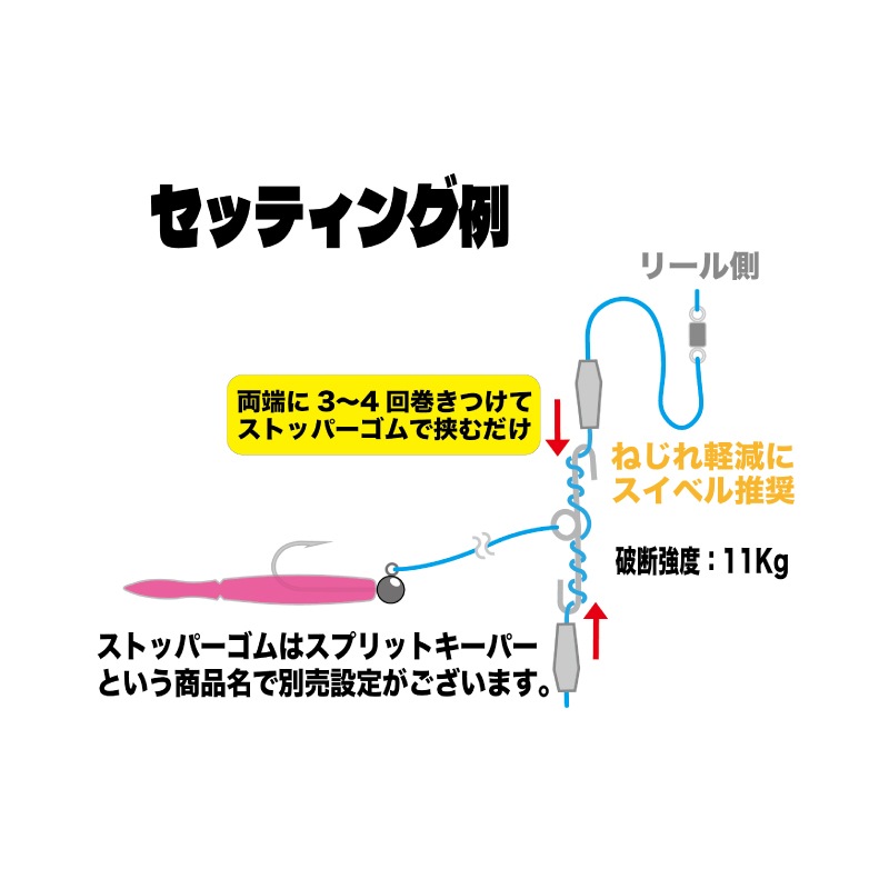 バチコンクリップ バチコンゲーム 釣り 破断強度11kg 本体全長14mm 3セット入 ストッパーゴム6個付属 イカメタル 梶本プロダクツ 東邦産業