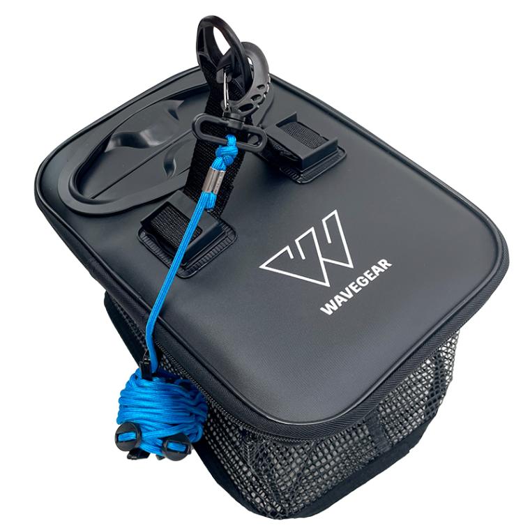 スカリ 釣り フロートスカリ 魚活かし メッシュ 活かしバケツ Sサイズ 330×200×200mm 投入口付 フタ付 浮く ウレタンフロート 海釣り 堤防釣り 磯釣り 滑り止めロープ8m付 コンパクト KMY-1731 WAVE GEAR