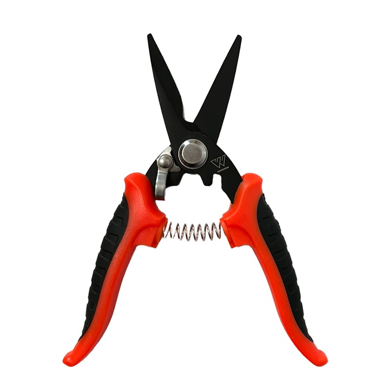 釣り用 ハサミ グリップシザース 180mm グリップ形状 魚絞め ラインカット PE対応 チタンメッキ ロック付き KP-538 フィッシング WAVE GEAR