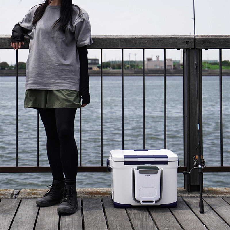 クーラーボックス サイドボックス 貼り付け 伸縮式 フィッシングツール収納 ゴミ箱 小物入れ 釣り キス釣り 両面テープ取付 袋ストッパー付 取り外し可能 クーラー用収納 UA42 ビソア VISOA 槌屋ヤック 取り寄せ商品