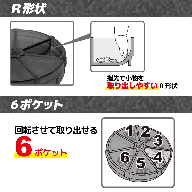 マルチパーツケース MCケース 75R ブラック 釣り 回転式 小物ケース スナップケース 仕掛けケース タックルケース コンパクト 6ポケット 小物入れ ルアー フィッシング 釣り具 収納 日本製 第一精工