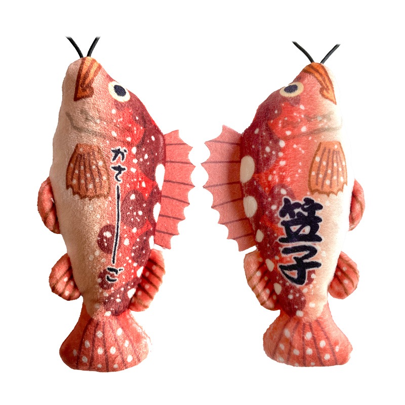 のびお魚シリーズ カサゴ ストラップ 釣り マスコット ぬいぐるみ