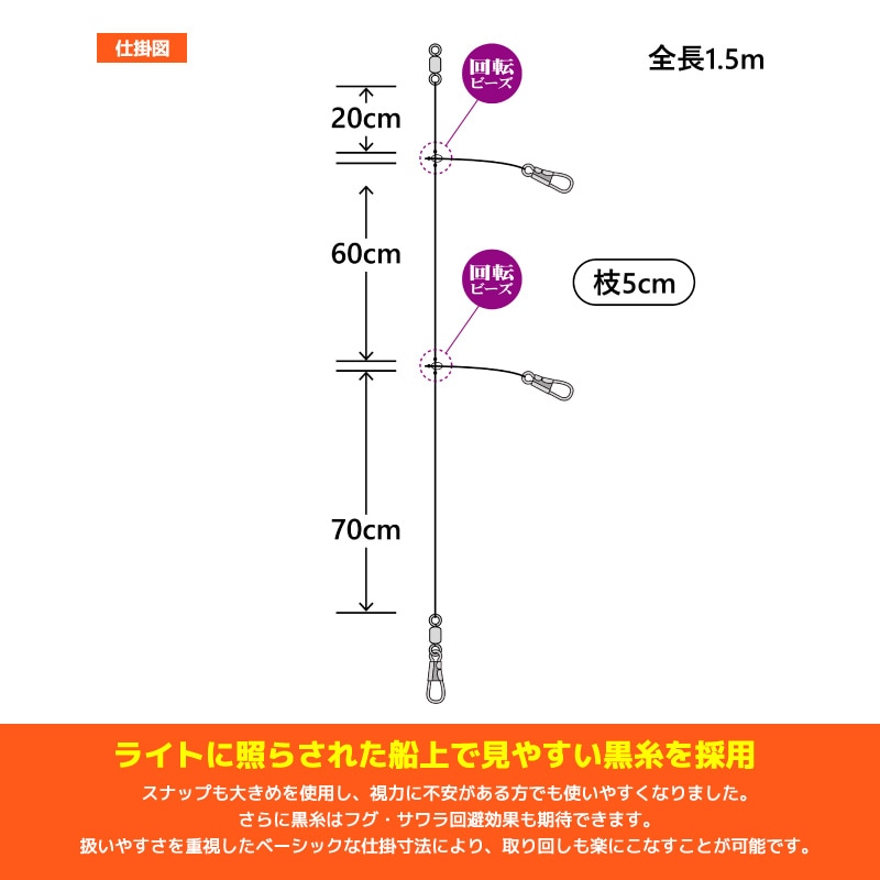 がまかつ イカメタルリーダー みえみえ仕様 3本仕掛 釣り 2組入