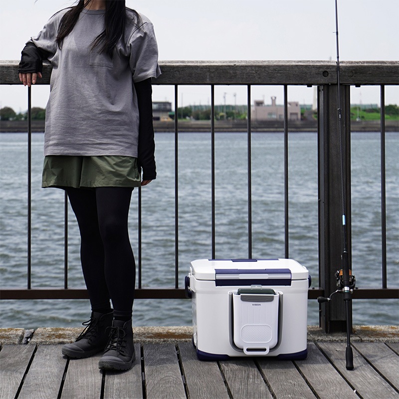 クーラーボックス サイドボックス 貼り付け 伸縮式 フィッシングツール収納 ゴミ箱 小物入れ 釣り キス釣り 両面テープ取付 袋ストッパー付 取り外し可能 クーラー用収納 UA42 ビソア VISOA 槌屋ヤック 取り寄せ商品