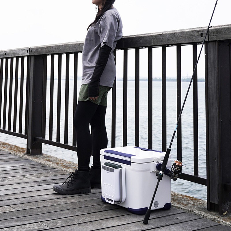 クーラーボックス サイドボックス 貼り付け 伸縮式 フィッシングツール収納 ゴミ箱 小物入れ 釣り キス釣り 両面テープ取付 袋ストッパー付 取り外し可能 クーラー用収納 UA42 ビソア VISOA 槌屋ヤック 取り寄せ商品