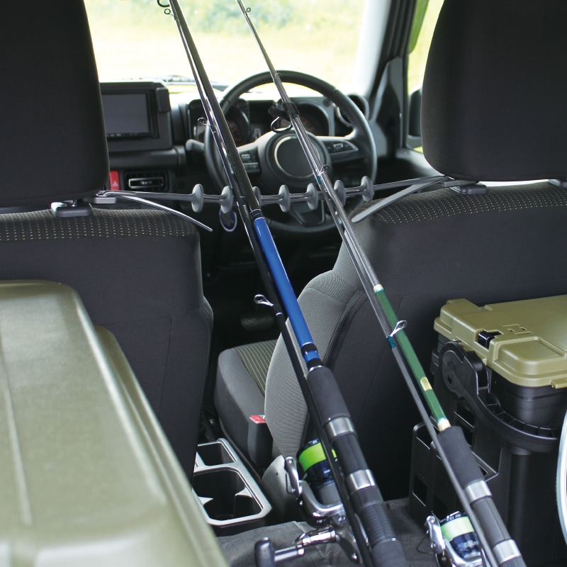 ロッドスポット ロッドホルダー 釣り 車載 ヘッドレスト 釣り竿 収納 車内 ロッド収納 シリコーン ラバー 伸縮 調整 簡単取付 SUV 軽自動車 ミニバン 対応 40~80cm UA13 VISOA ビソア 槌屋ヤック 取り寄せ商品