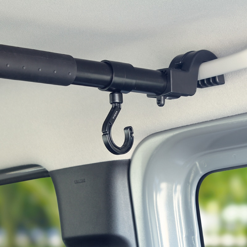 マルチバー用フック 車内用バー 収納 荷物かけ ゴミ袋かけ シートフック 360度回転 簡単取付 耐荷重1kg Φ25～30mm対応 ブラック 車 釣り 収納グッズ アクセサリー UA16 VISOA ビソア 槌屋ヤック 取り寄せ商品