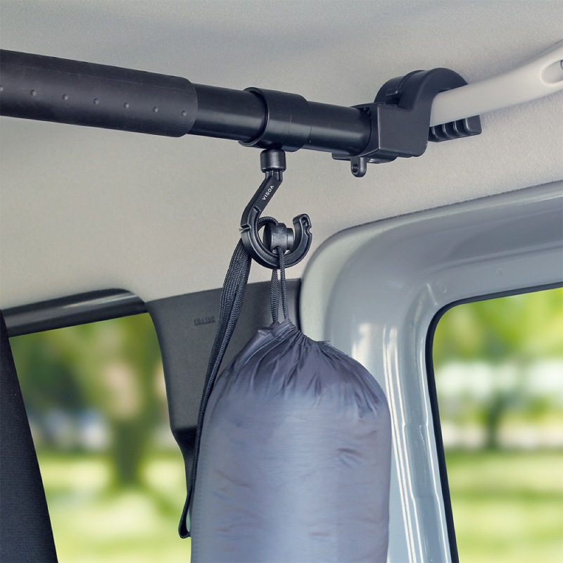 マルチバー用フック 車内用バー 収納 荷物かけ ゴミ袋かけ シートフック 360度回転 簡単取付 耐荷重1kg Φ25～30mm対応 ブラック 車 釣り 収納グッズ アクセサリー UA16 VISOA ビソア 槌屋ヤック 取り寄せ商品