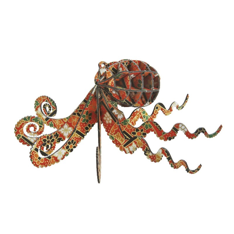 3D立体ペーパーパズル 越前和紙 タコ 知育玩具 紙製パズル 15ピース 組み立て 子供 おもちゃ こども 日本製 PazuMe 株式会社ウラノ　クリアランス価格